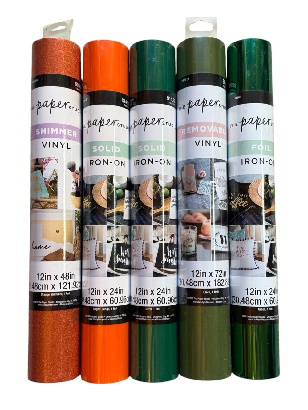The Paper Studio Vinyl & Iron-On Bundle 5 Rolls New HTV Removable Foil Shimmer